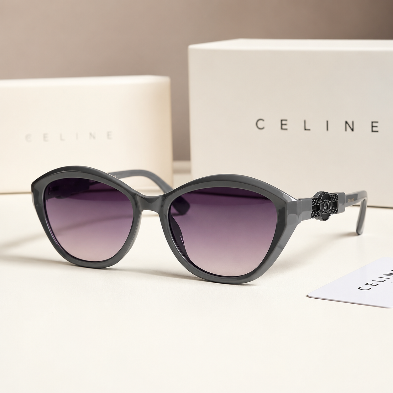 Celine Luxe Oval Cat-Eye Sunglasses