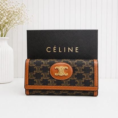 Celine Triomphe Monogram Continental Long Wallet