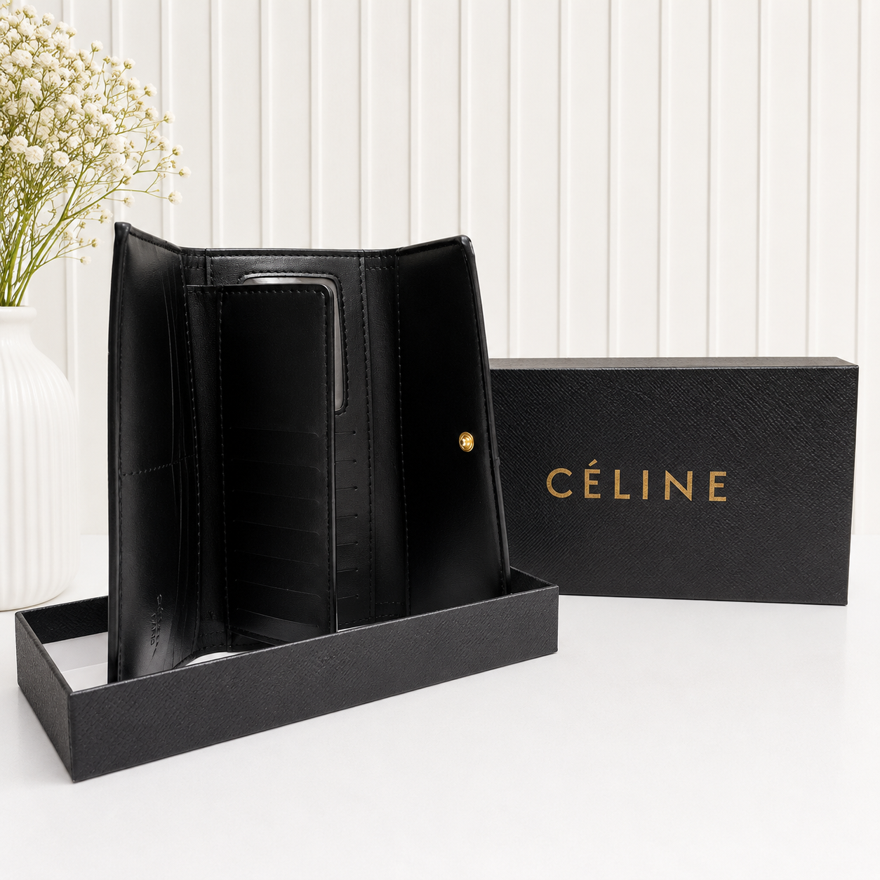 Celine Triomphe Monogram Continental Long Wallet