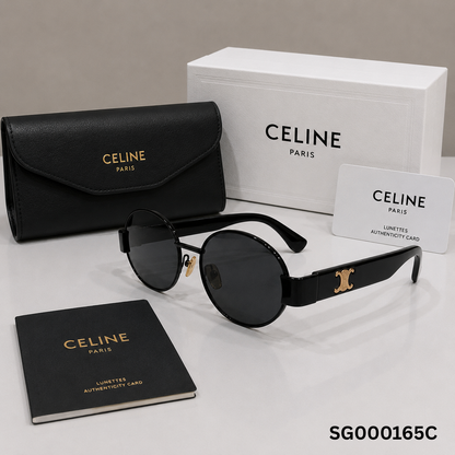 Celine Round Metal Frame Sunglasses - Classic Black