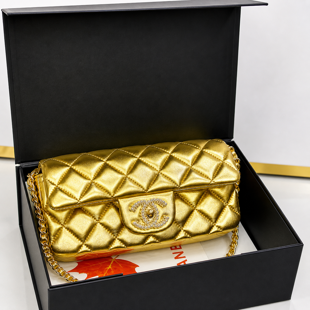 Chanel Classic Flap Mini Bag (Quilted Leather with Pearl CC Lock)