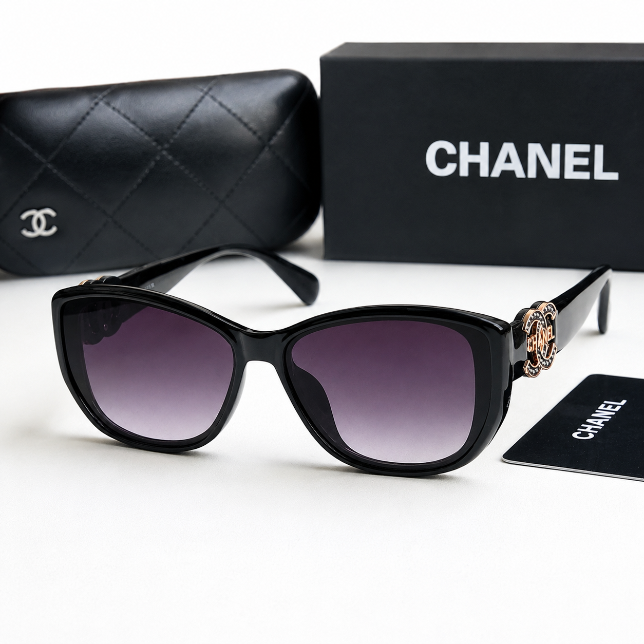 Chanel Classic Rectangle Gradient Sunglasses with CC Logo