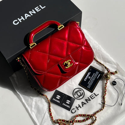 Chanel Mini Top Handle Flap Bag (Patent Leather)