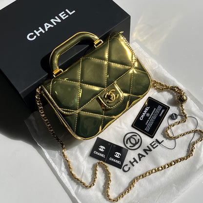 Chanel Mini Top Handle Flap Bag (Patent Leather)