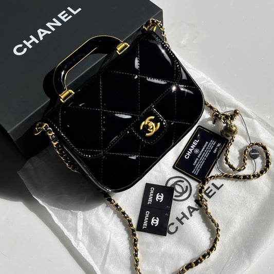 Chanel Mini Top Handle Flap Bag (Patent Leather)