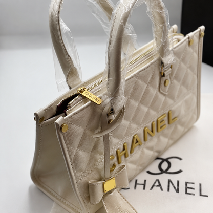 Chanel Patent Quilted Logo Tote Bag