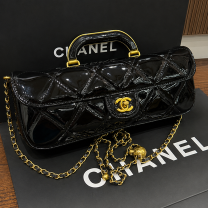 Chanel Patent Quilted Top Handle Shoulder Bag