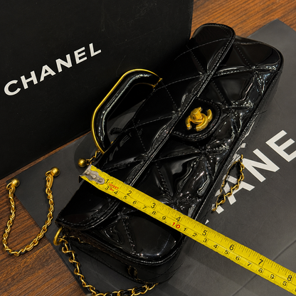 Chanel Patent Quilted Top Handle Shoulder Bag