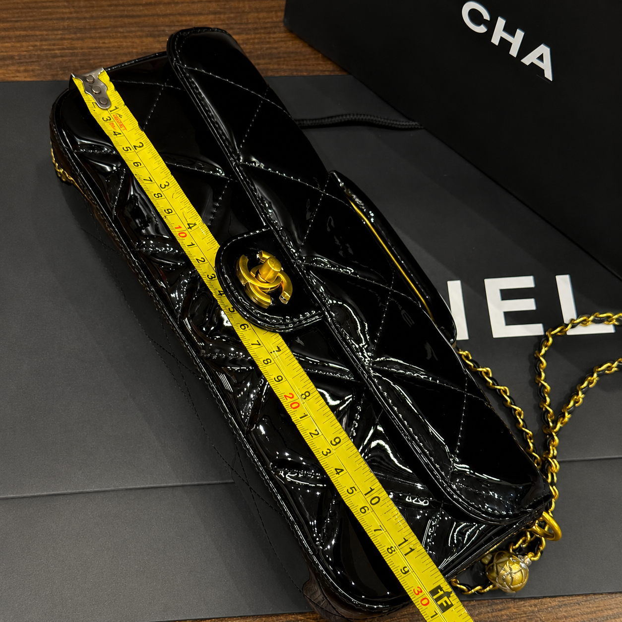 Chanel Patent Quilted Top Handle Shoulder Bag