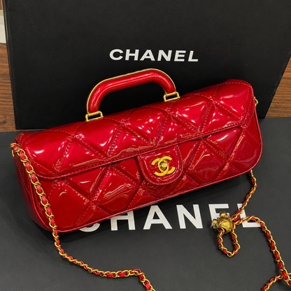 Chanel Patent Quilted Top Handle Shoulder Bag