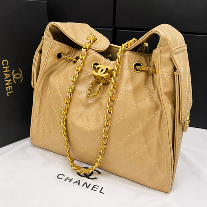 Chanel Quilted Chain Bucket Shoulder Bag