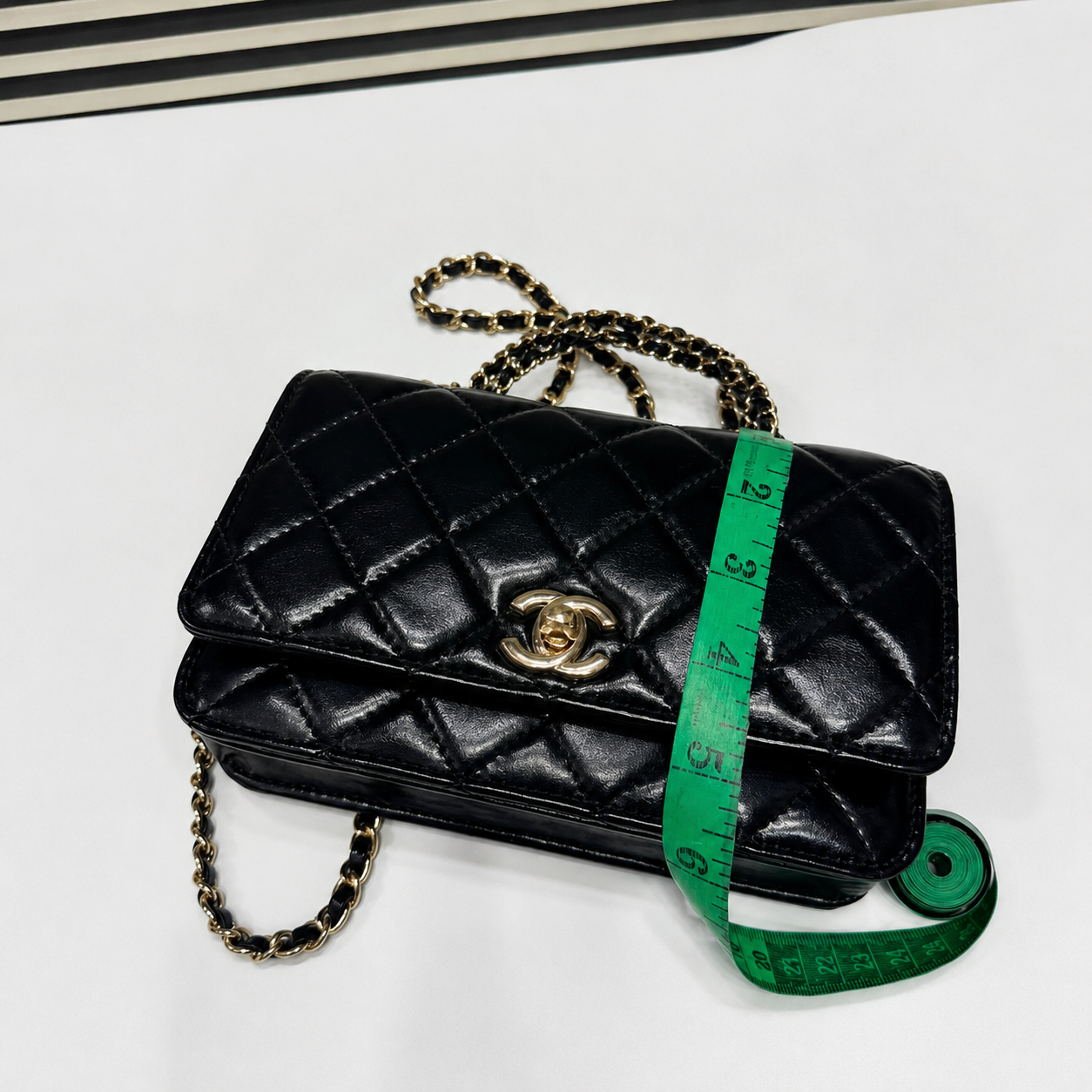 Chanel Quilted Patent Leather Chain Handle Flap Bag