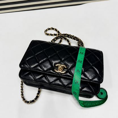 Chanel Quilted Patent Leather Chain Handle Flap Bag