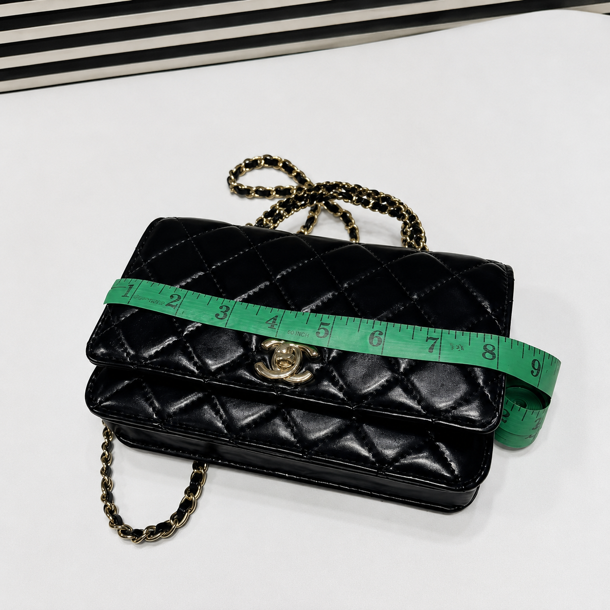 Chanel Quilted Patent Leather Chain Handle Flap Bag