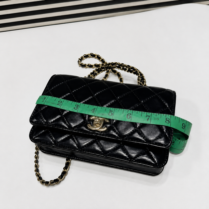 Chanel Quilted Patent Leather Chain Handle Flap Bag