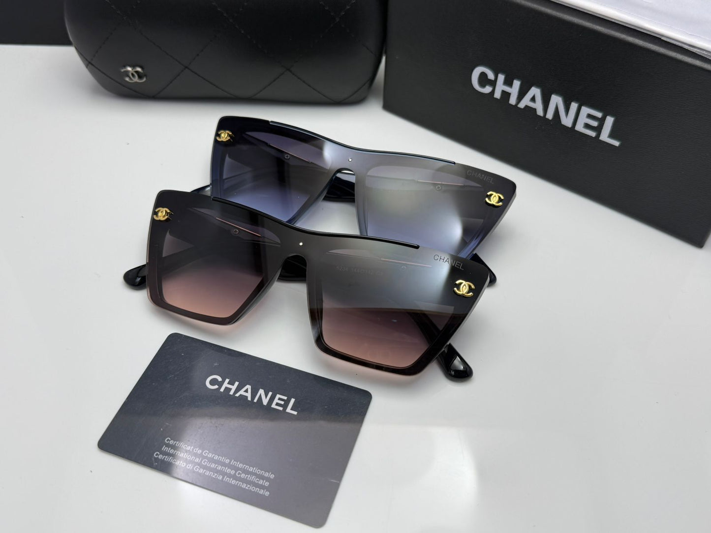 Chanel Quilted Temple Shield Sunglasses