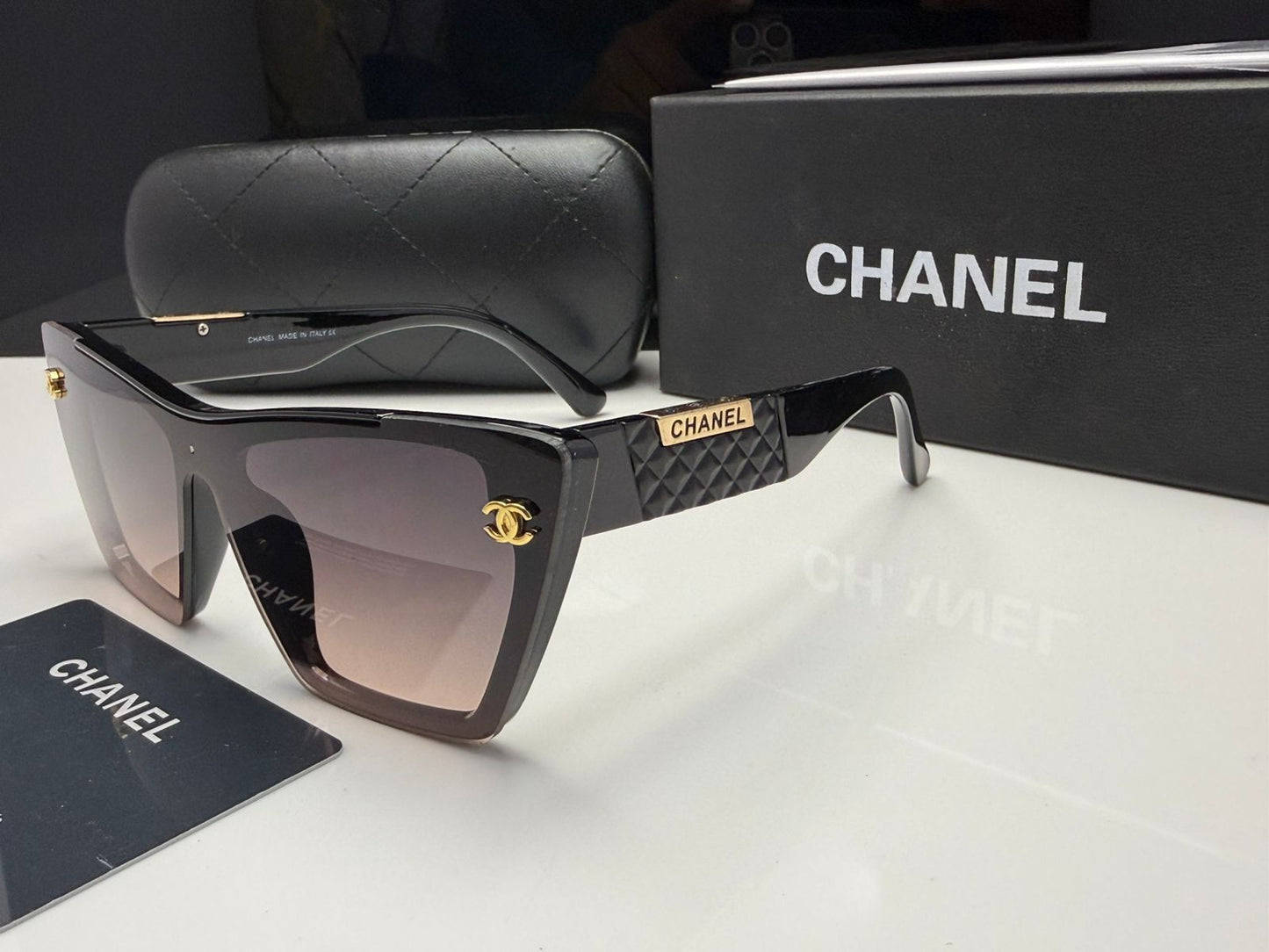 Chanel Quilted Temple Shield Sunglasses
