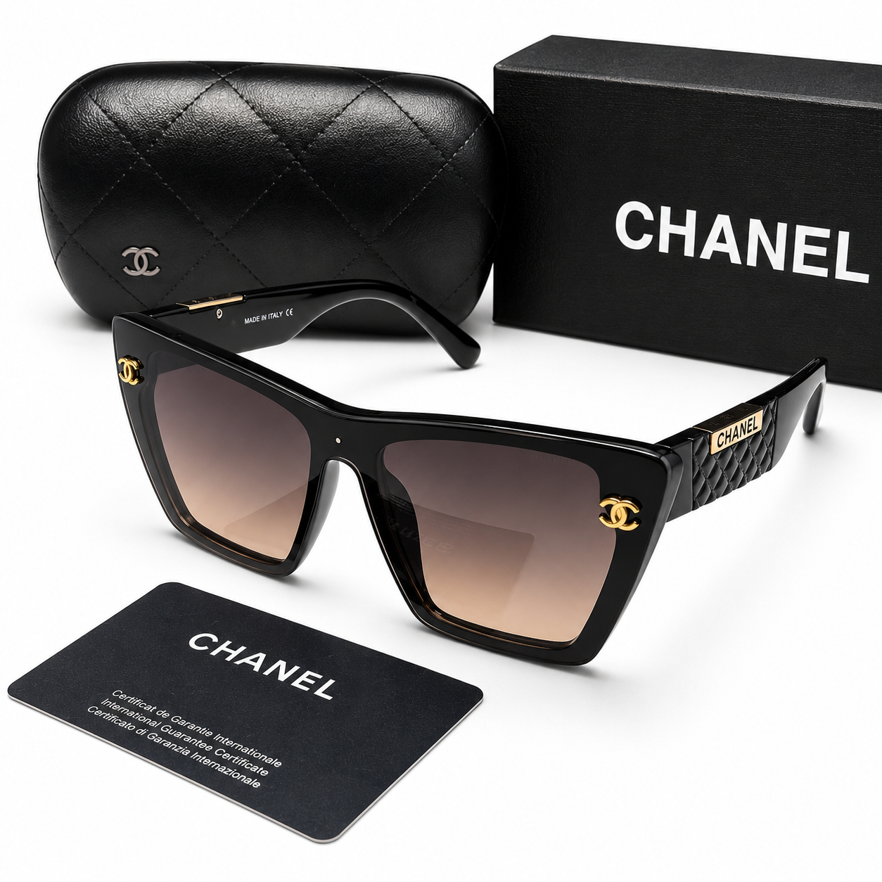 Chanel Quilted Temple Shield Sunglasses