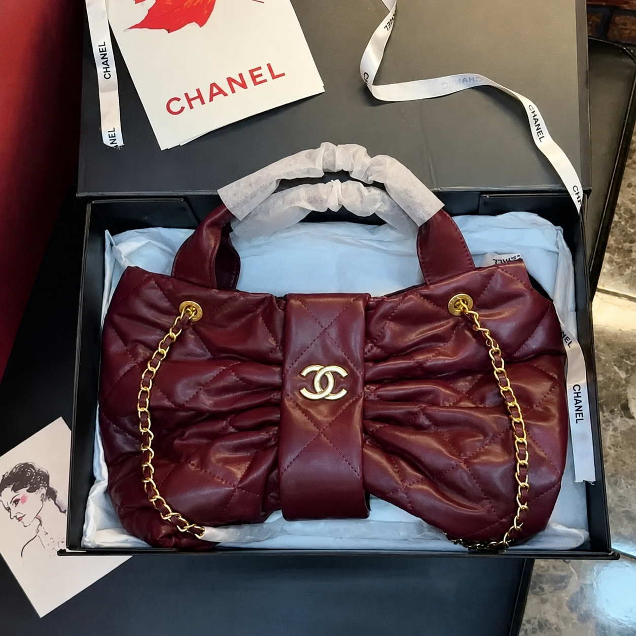 Chanel Ruched Chain Shoulder Bag