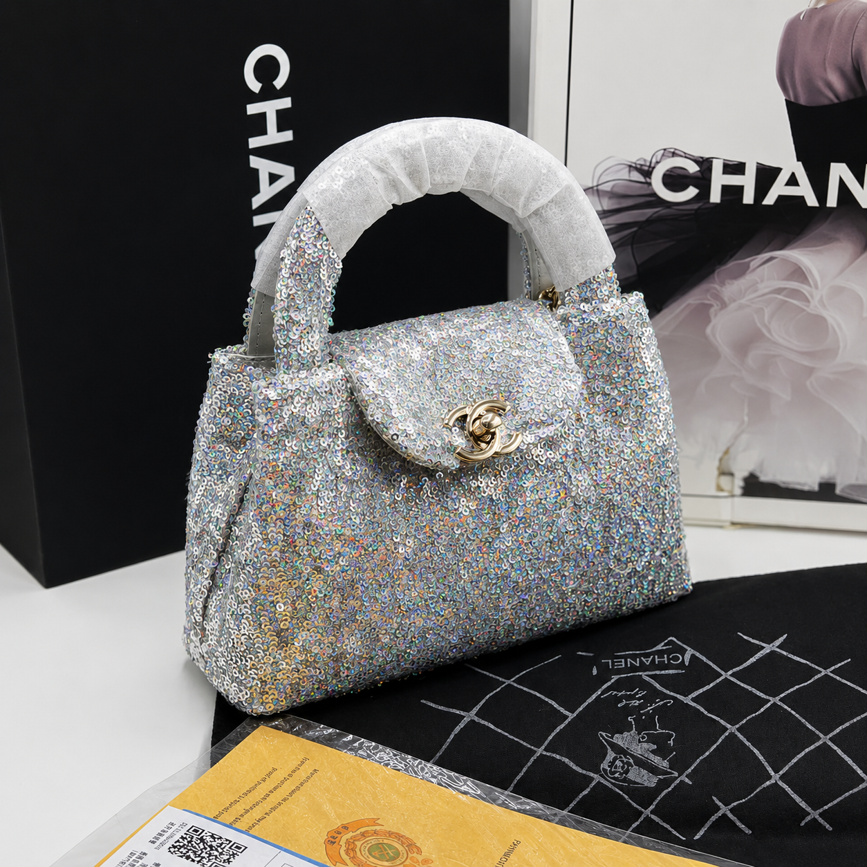 Chanel Sequin Top Handle Flap Bag