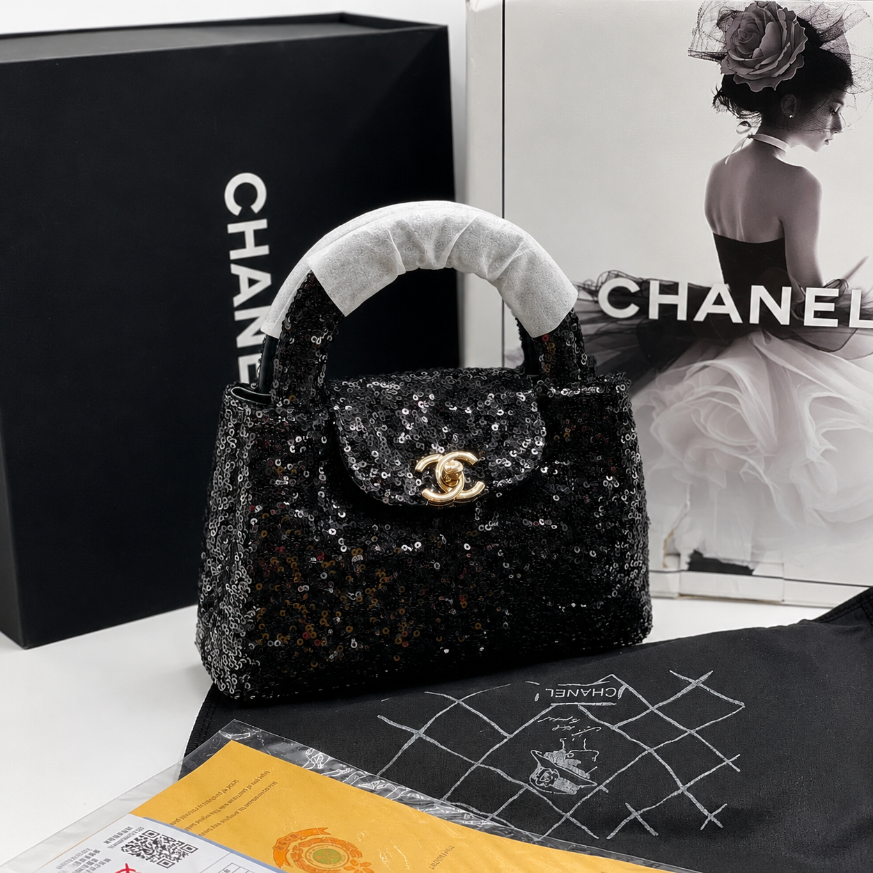 Chanel Sequin Top Handle Flap Bag