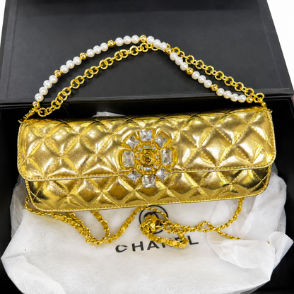 Chanel Crystal Camellia Quilted Flap Bag