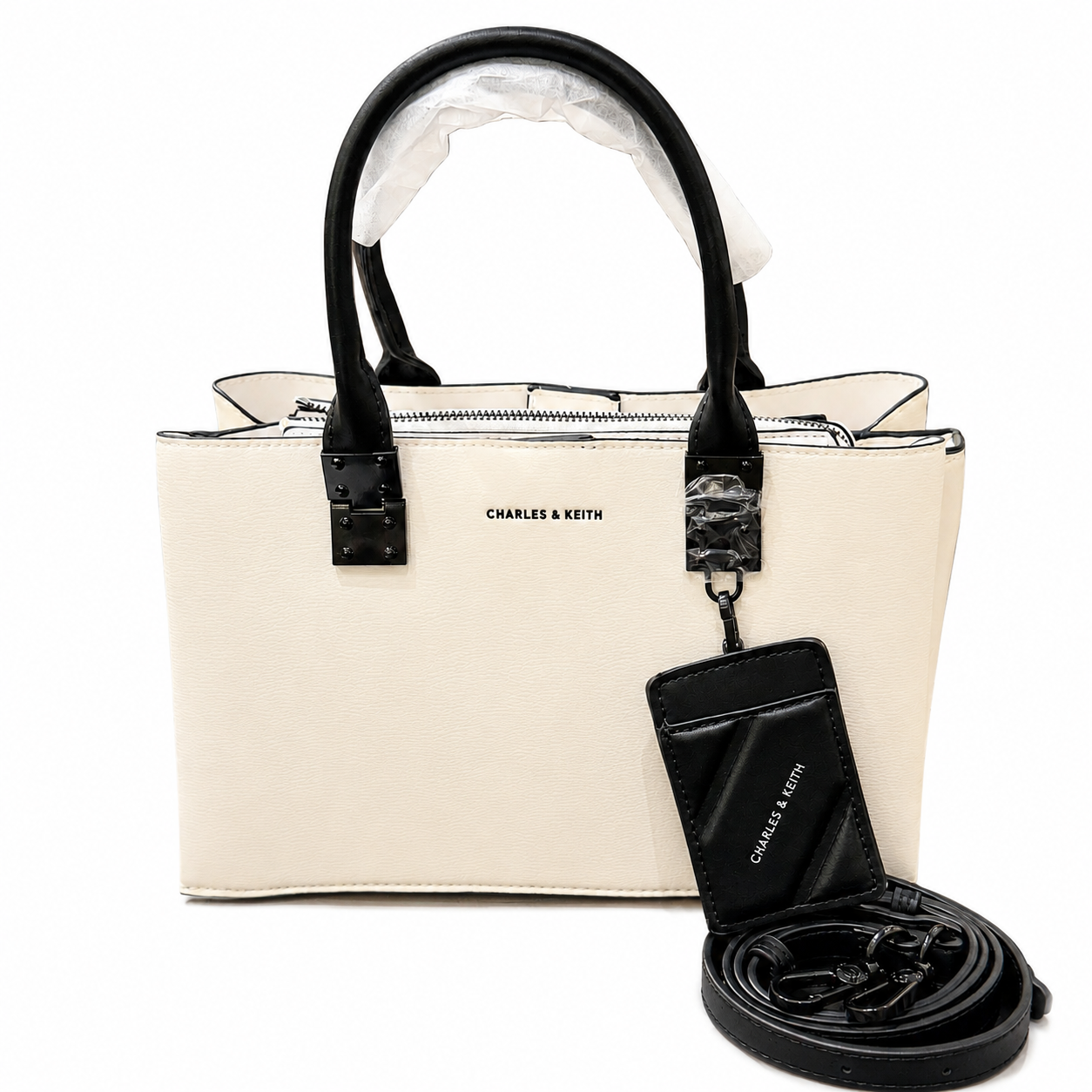 Charles & Keith Contrast Structured Tote Bag