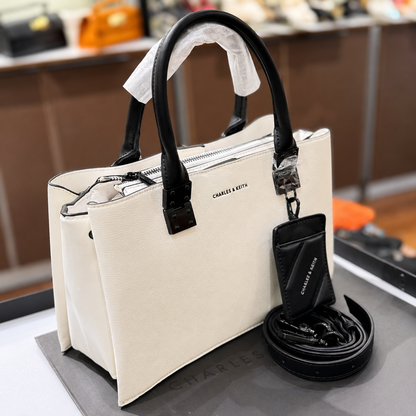 Charles & Keith Contrast Structured Tote Bag