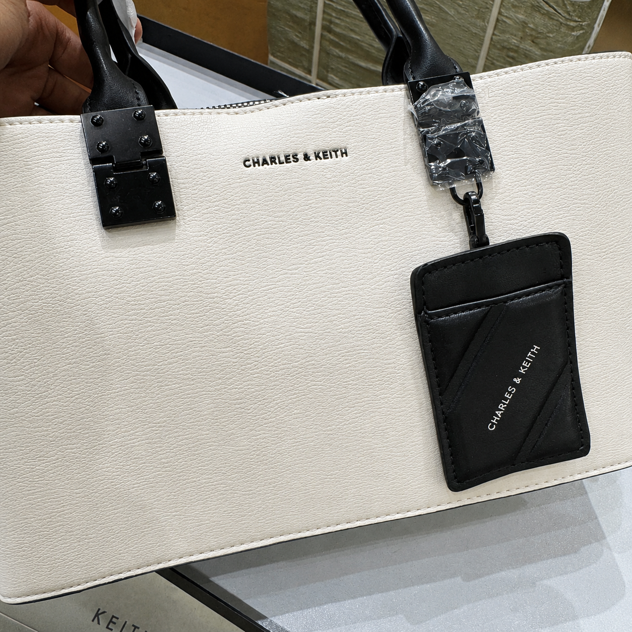 Charles & Keith Contrast Structured Tote Bag