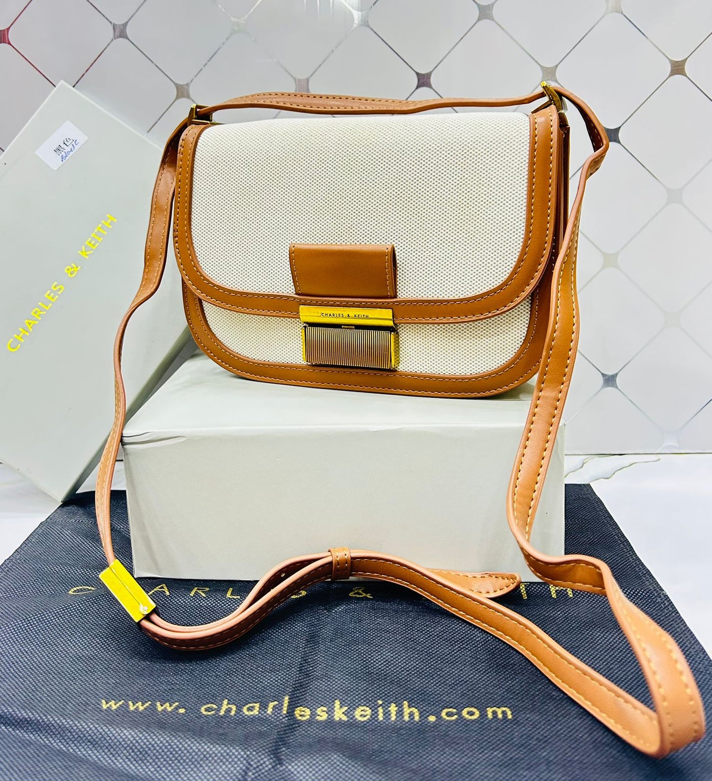 Charles & Keith Contrast Trim Crossbody Bag