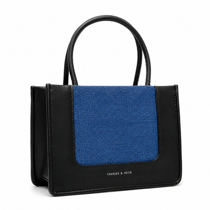 Charles & Keith Denim Flap Structured Tote Bag