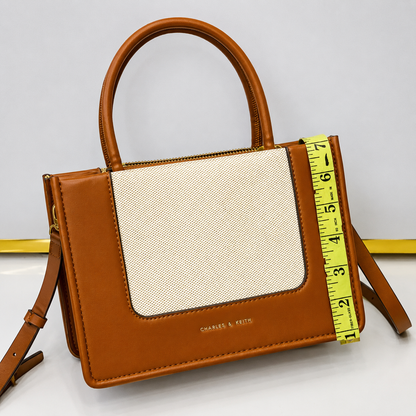 Charles & Keith Denim Flap Structured Tote Bag
