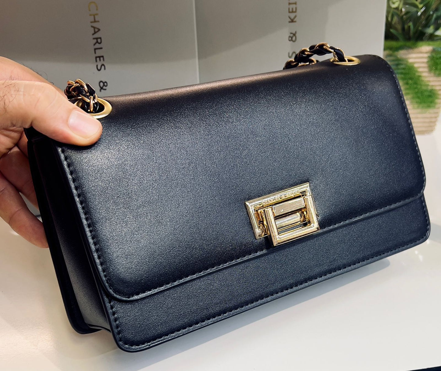 Charles & Keith Gem Lock Chain Shoulder Bag Style