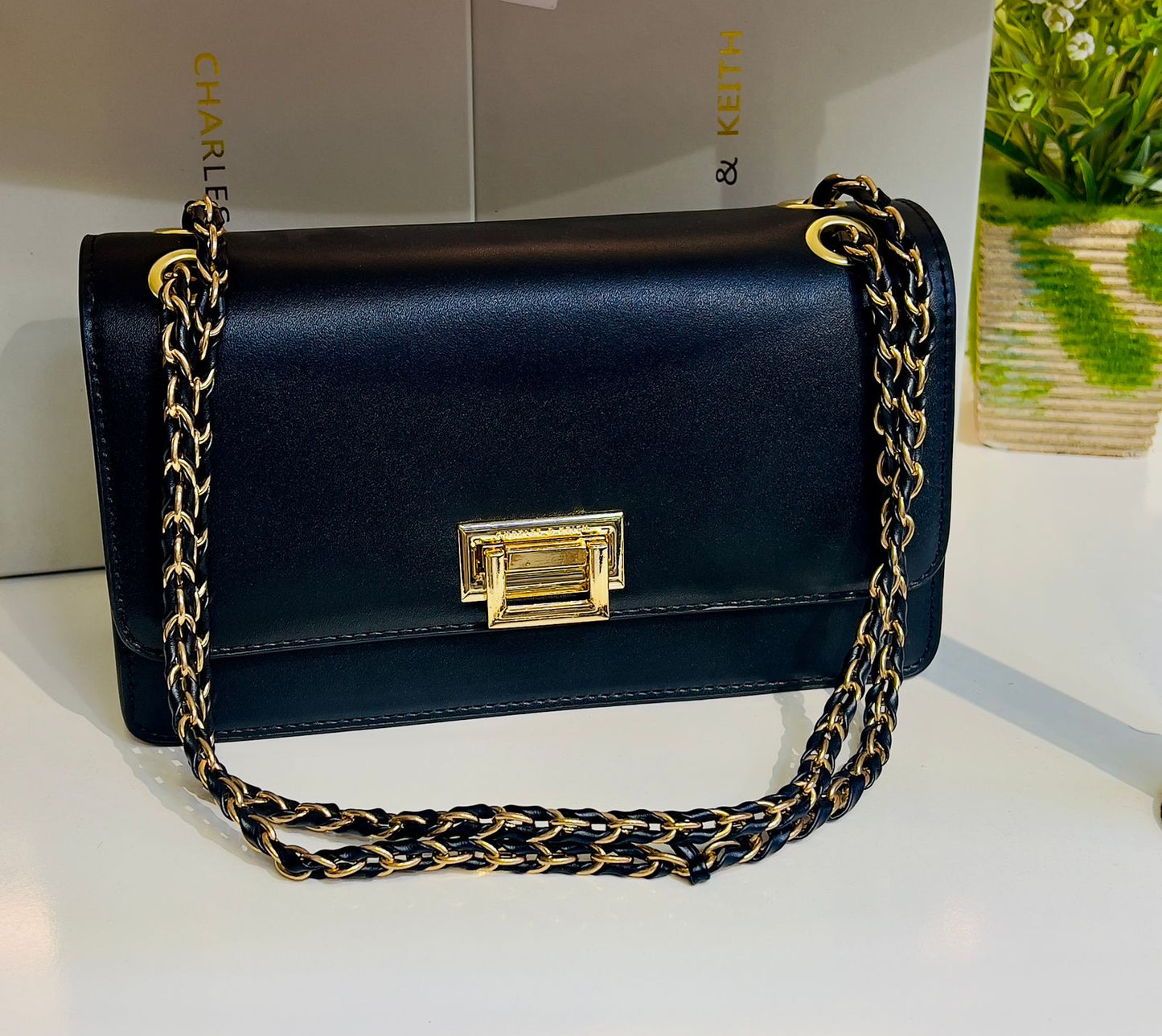 Charles & Keith Gem Lock Chain Shoulder Bag Style