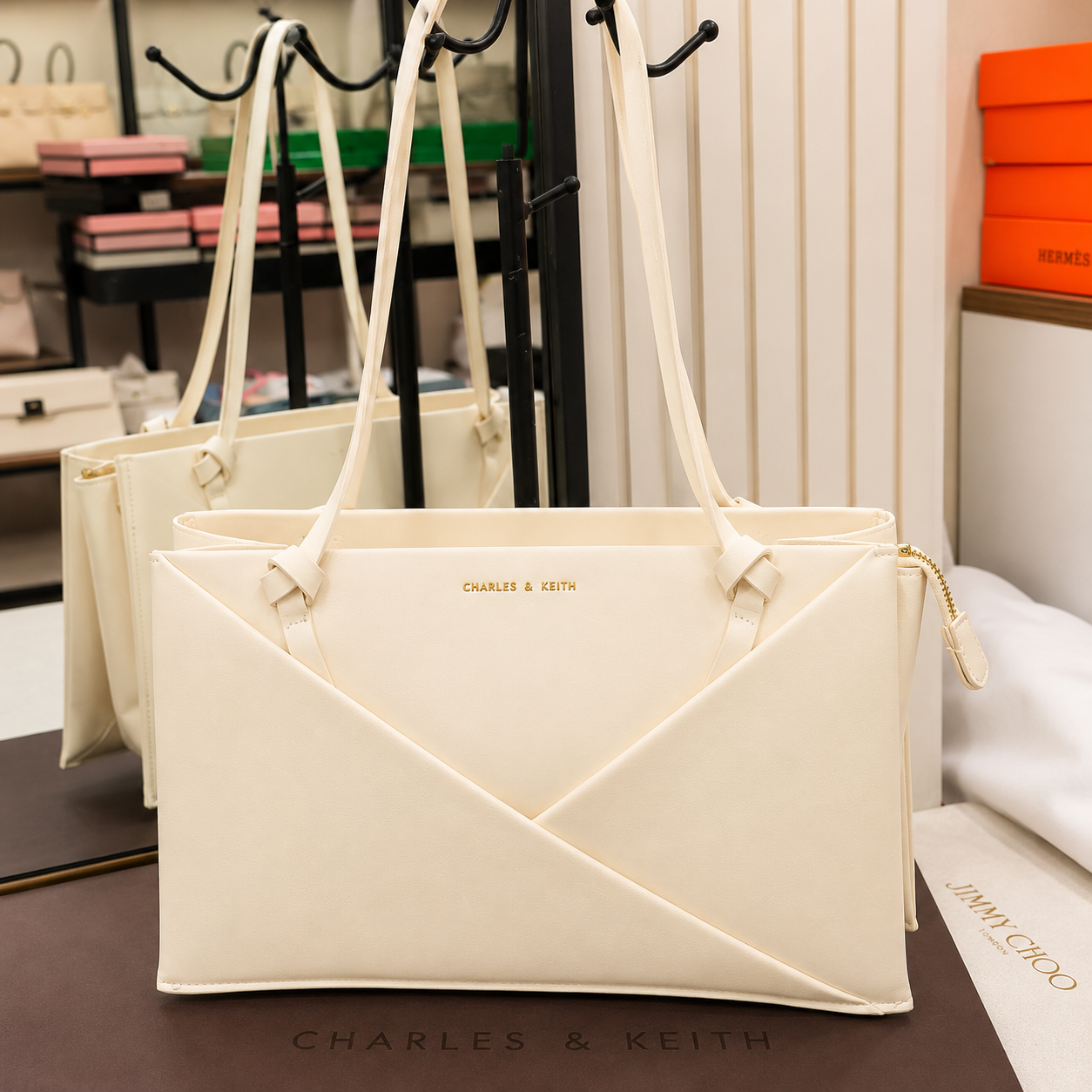 Charles & Keith Geometric Panel Tote Bag