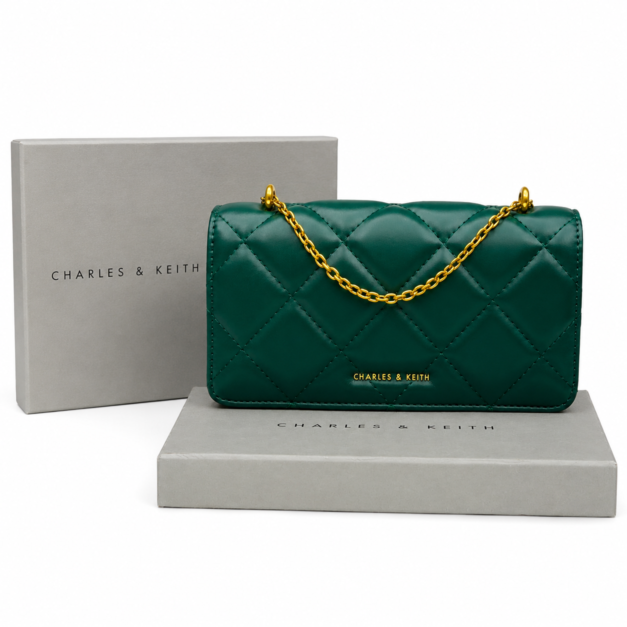 Charles & Keith Quilted Chain Shoulder Bag