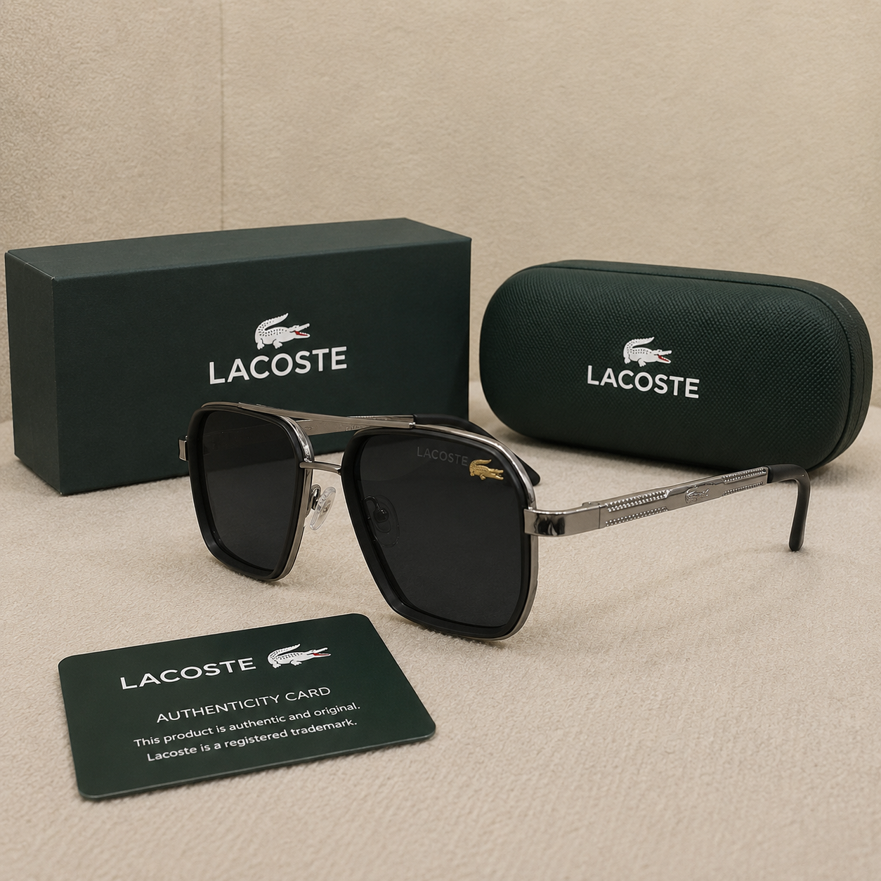 Lacoste Signature Oversized Square Sunglasses