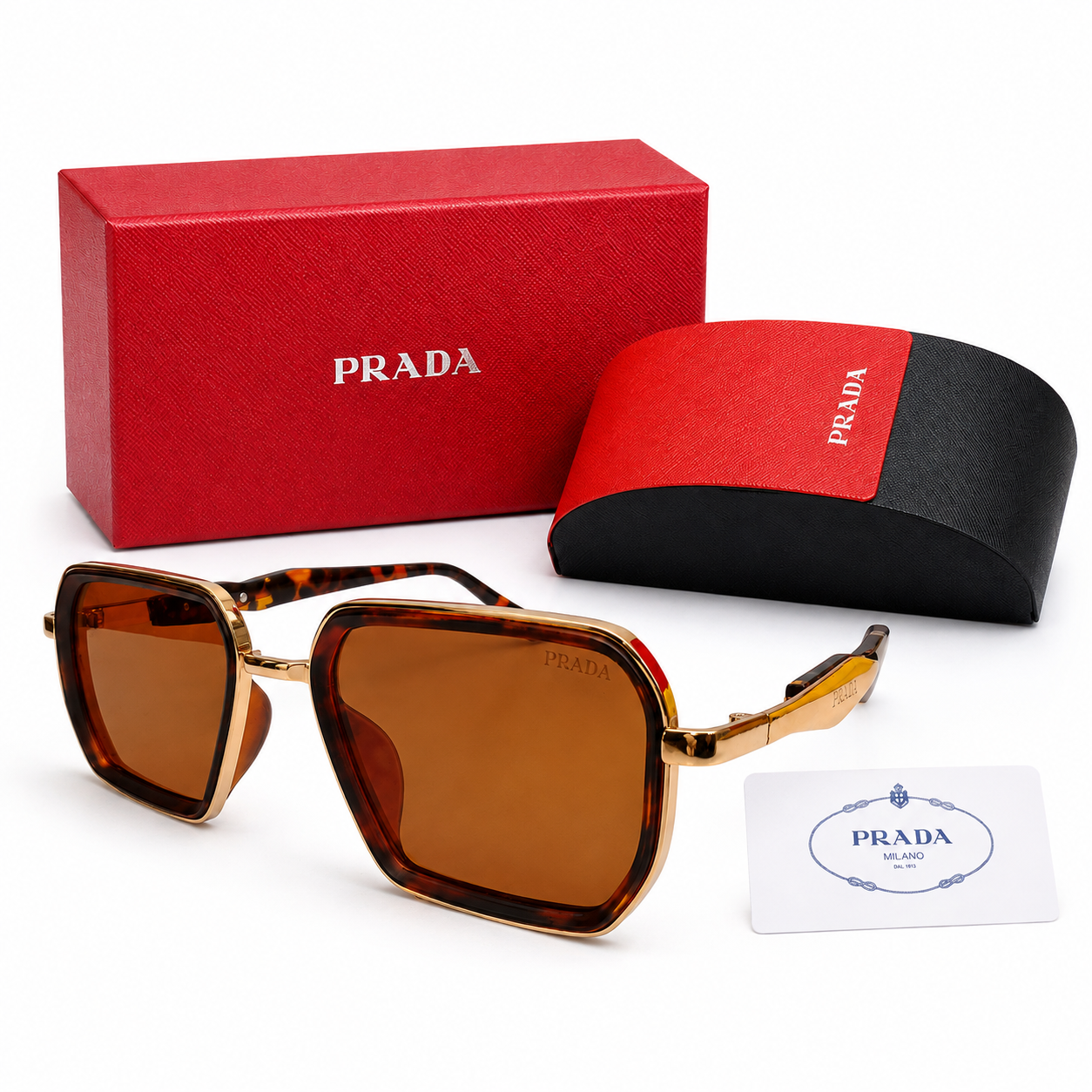Prada Oversized Square Sunglasses – Tortoiseshell Brown