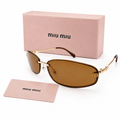 Miu Miu Rimless Rectangle Sunglasses – Brown