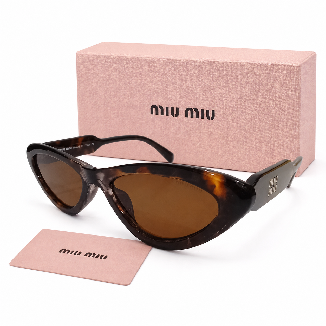 Miu Miu Tortoiseshell Cat-Eye Sunglasses – Brown
