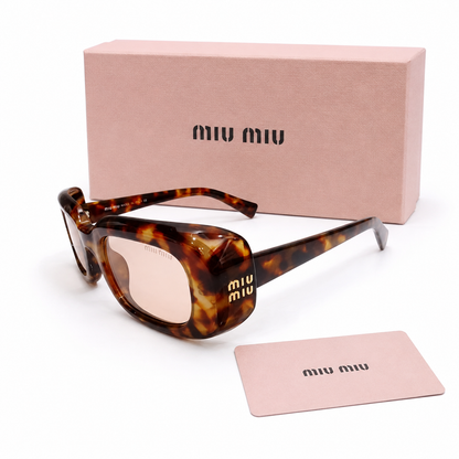 Miu Miu Havana Bold Rectangle Sunglasses