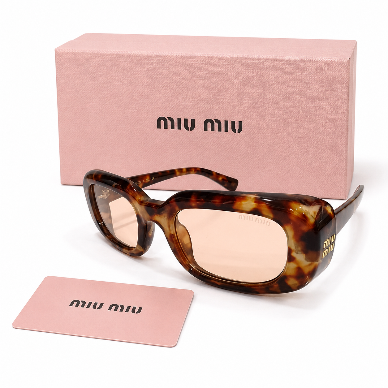 Miu Miu Havana Bold Rectangle Sunglasses