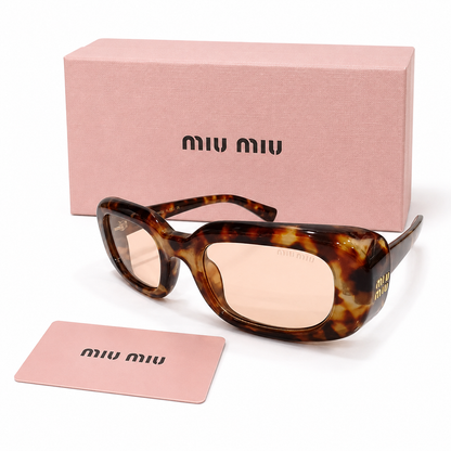 Miu Miu Havana Bold Rectangle Sunglasses