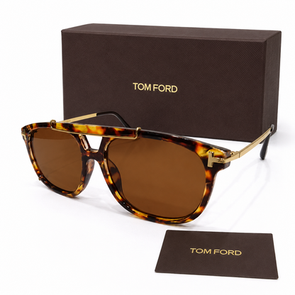 Tom Ford Double-Bridge Navigator Sunglasses – Tortoiseshell Brown