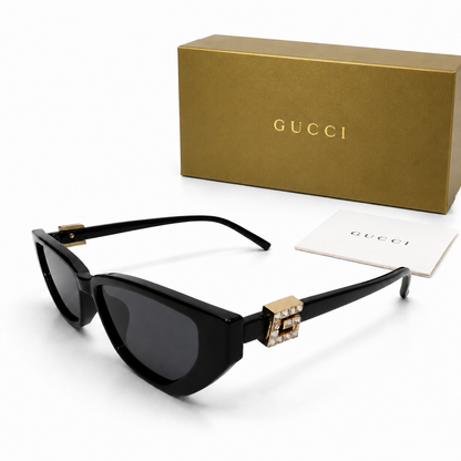 Gucci Crystal Hinge Cat-Eye Sunglasses – Glossy Black