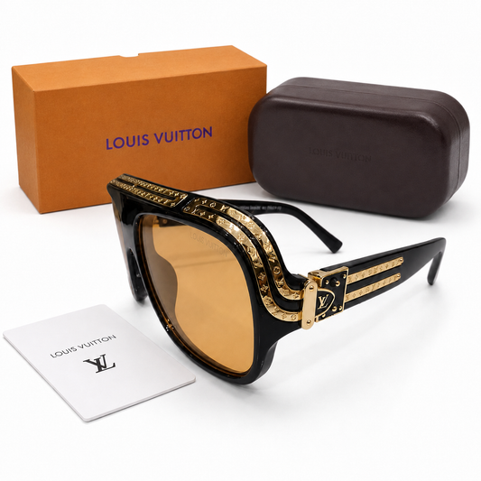 Louis Vuitton Monogram Armour Square Sunglasses – Black & Gold