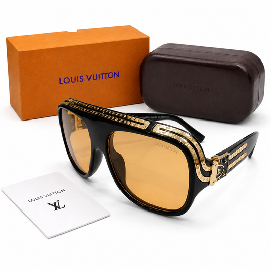 Louis Vuitton Monogram Armour Square Sunglasses – Black & Gold