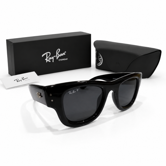 Ray-Ban Bold Shield Square Sunglasses – Glossy Black