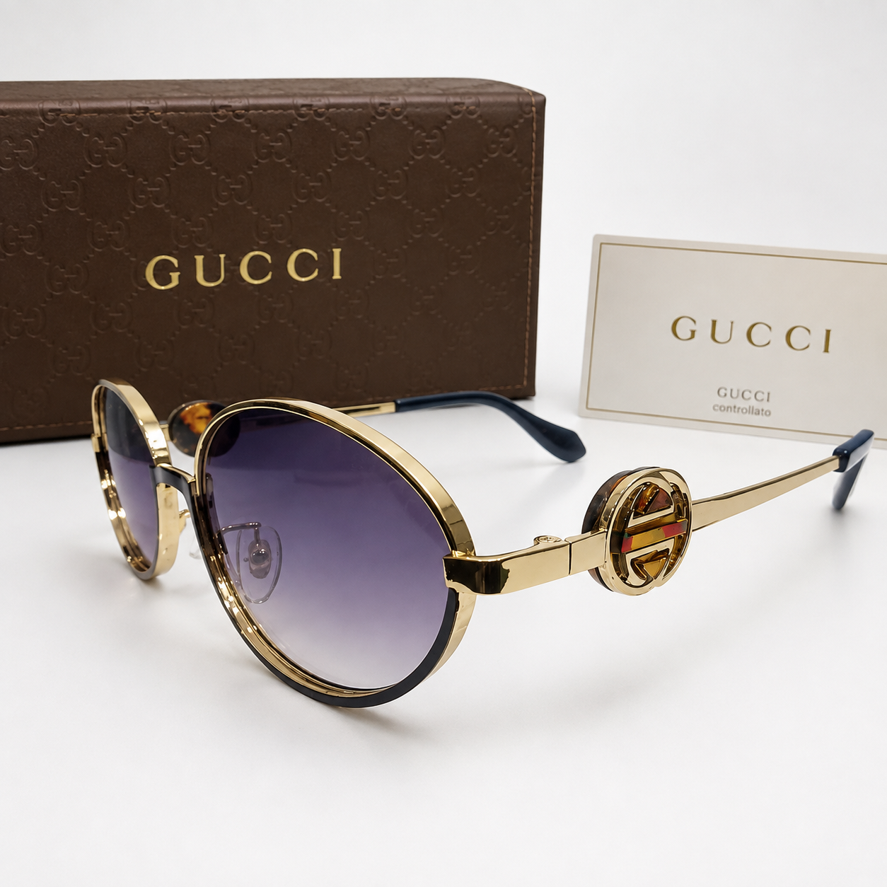 Gucci GG Medallion Oval Gradient Sunglasses