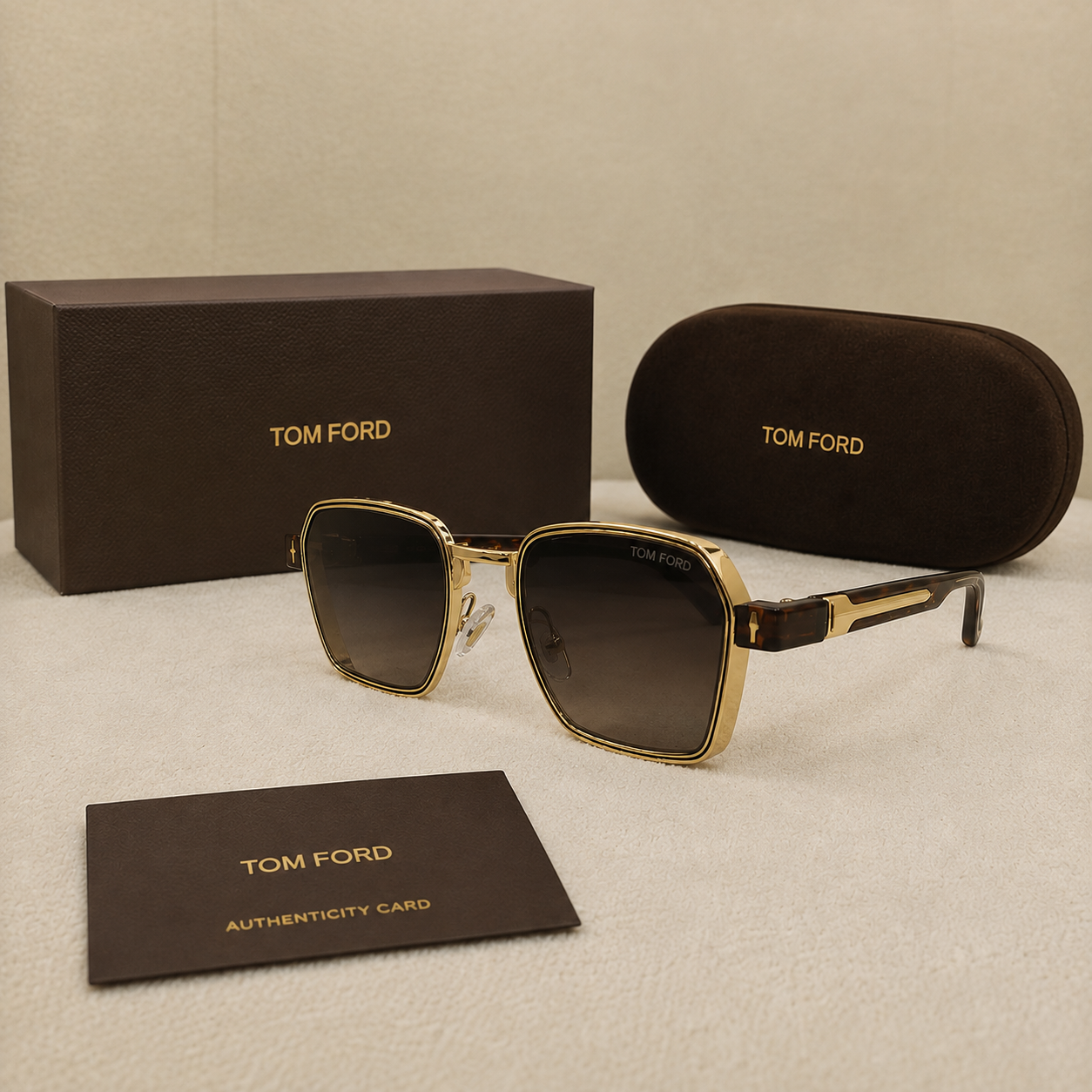 Tom Ford Luxe Square Metal Sunglasses